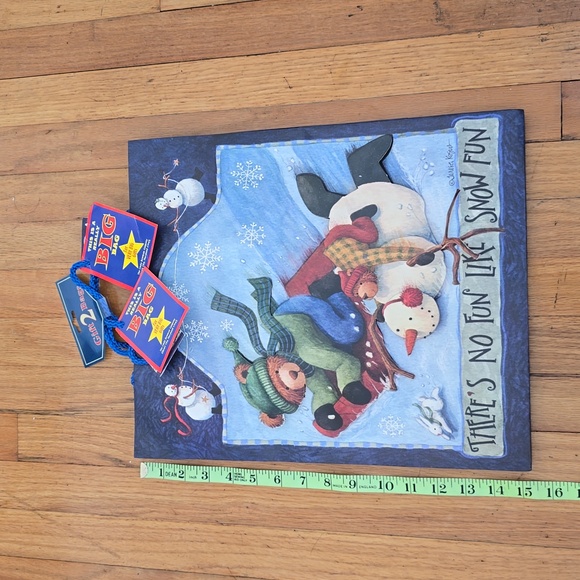 Set of Two Christmas Gift Bags Snowman & Teddy Holiday Gift Bags 15"×12.5" - Picture 4 of 6